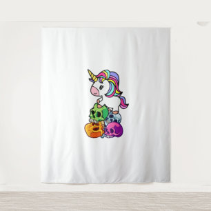 Cute Unicorn & Dead Skulls. Funny Goth Emo Hallowe Tapestry