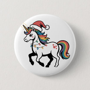 Cute Unicorn Deer Reindeer Christmas Lights Funny 6 Cm Round Badge