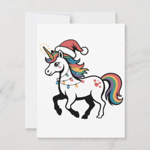 Cute Unicorn Deer Reindeer Christmas Lights Funny Card