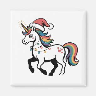 Cute Unicorn Deer Reindeer Christmas Lights Funny Magnet