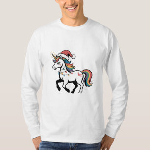 Cute Unicorn Deer Reindeer Christmas Lights Funny T-Shirt