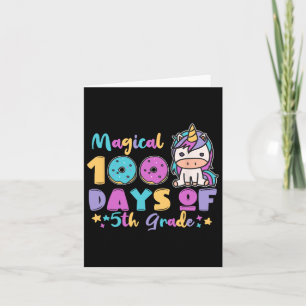 Cute Unicorn Doughnuts Magical 100 Days Of 5th Gra Card