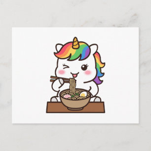 Cute Unicorn Eating Ramen Kawaii Noodle Lover Postcard