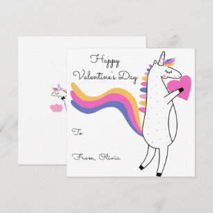 Cute Unicorn Editable Colour Kids Valentines Day Card