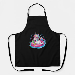 Cute Unicorn Enjoying Ice Cream Fun for a Unicorn Apron
