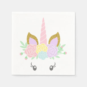 Cute Unicorn Face Baby Shower Napkins