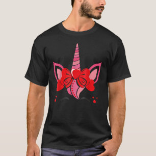Cute Unicorn Face Hearts Couple Girls Kids Valenti T-Shirt