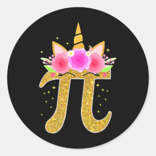 Cute Unicorn Face Pi Day Shirt Girls Women Math Ge Classic Round Sticker