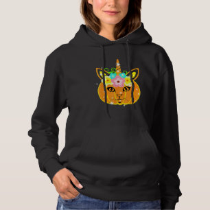 Cute Unicorn Face Pumpkin Floral Halloween Costume Hoodie
