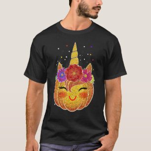 Cute Unicorn Face Pumpkin Halloween Thanksgiving G T-Shirt