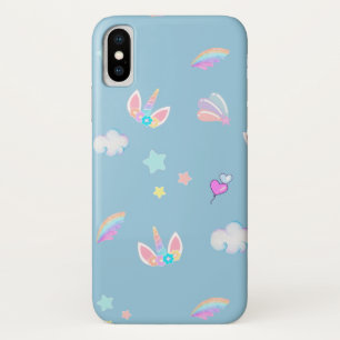 Cute Unicorn face rainbow gradient birthday party  iPhone X Case