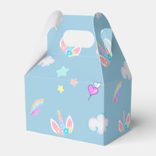 Cute Unicorn face rainbow gradient birthday party Favour Box