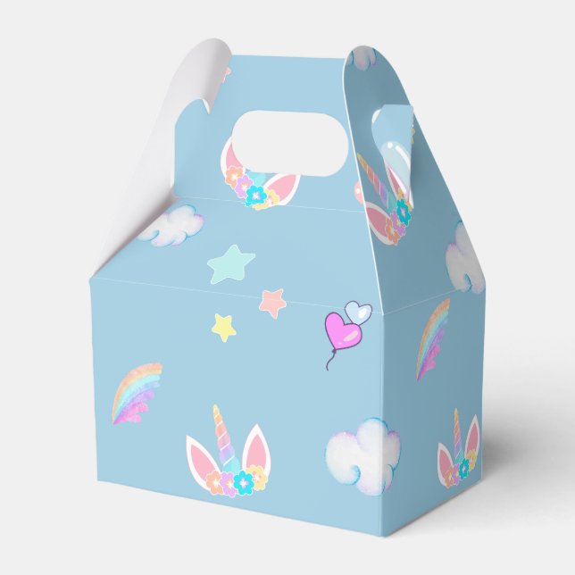 Cute Unicorn face rainbow gradient birthday party  Favour Box (Front Side)
