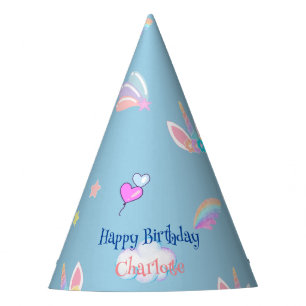 Cute Unicorn face rainbow gradient birthday party Hat