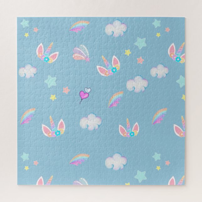 Cute Unicorn face rainbow gradient birthday party  Jigsaw Puzzle (Vertical)