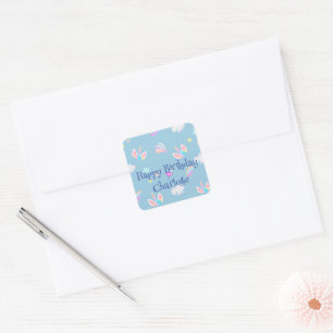 Cute Unicorn face rainbow gradient birthday party  Square Sticker