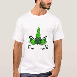 Cute Unicorn Face St Patricks Days Girls Kids T-Shirt