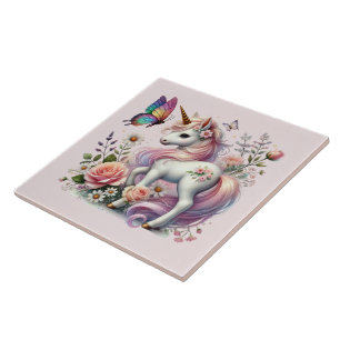 Cute unicorn fantasy girls room crafting ceramic tile