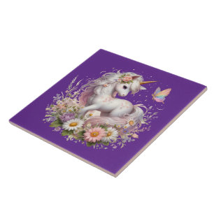 Cute unicorn fantasy girls room crafting ceramic tile