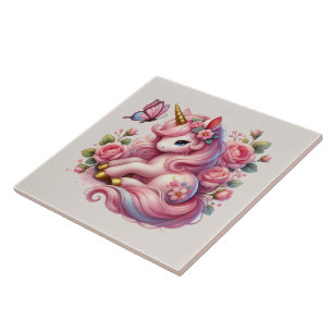 Cute unicorn fantasy girls room crafting ceramic tile