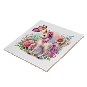 Cute unicorn fantasy girls room crafting  ceramic tile