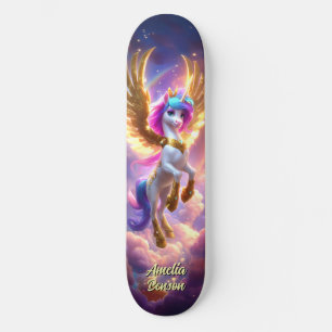 Cute Unicorn Fantasy Land Cool Children Art Skateboard