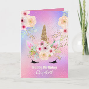 Cute Unicorn Fantasy Pretty Girly Pink Purple Name Card