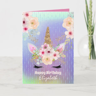 Cute Unicorn Fantasy Pretty Girly Rainbow Named Card