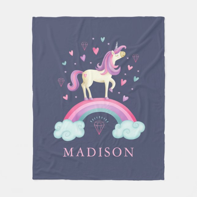 Cute Unicorn Fleece Blanket (Front)