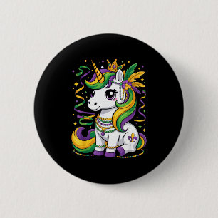 Cute Unicorn For Mardi Gras Enthusiasts And Magica 6 Cm Round Badge