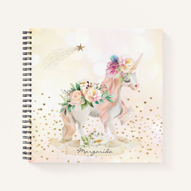 Cute Unicorn Girl Sketchbook Notebook (Front)