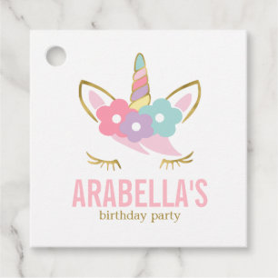 Cute Unicorn Girls Birthday Party Favour Tags