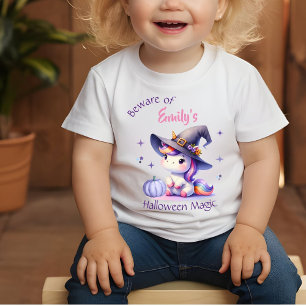 Cute Unicorn Girls Halloween with Name Baby T-Shirt