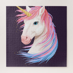 Cute unicorn, golden horn illustration. jigsaw puzzle