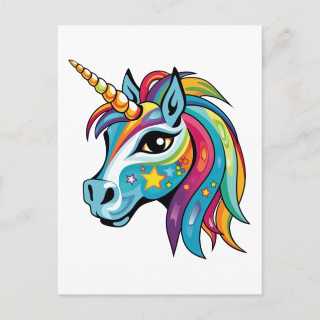 Cute unicorn graphics drawing postcard (Front)