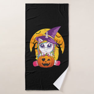 Cute Unicorn Halloween Witch Women Toddler Bath Towel