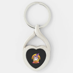 Cute Unicorn Halloween Witch Women Toddler Key Ring