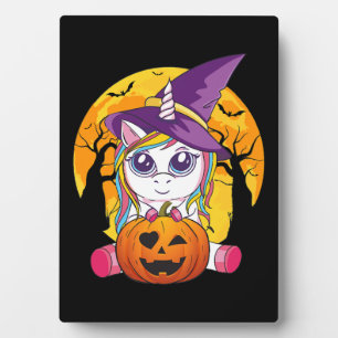 Cute Unicorn Halloween Witch Women Toddler Plaque