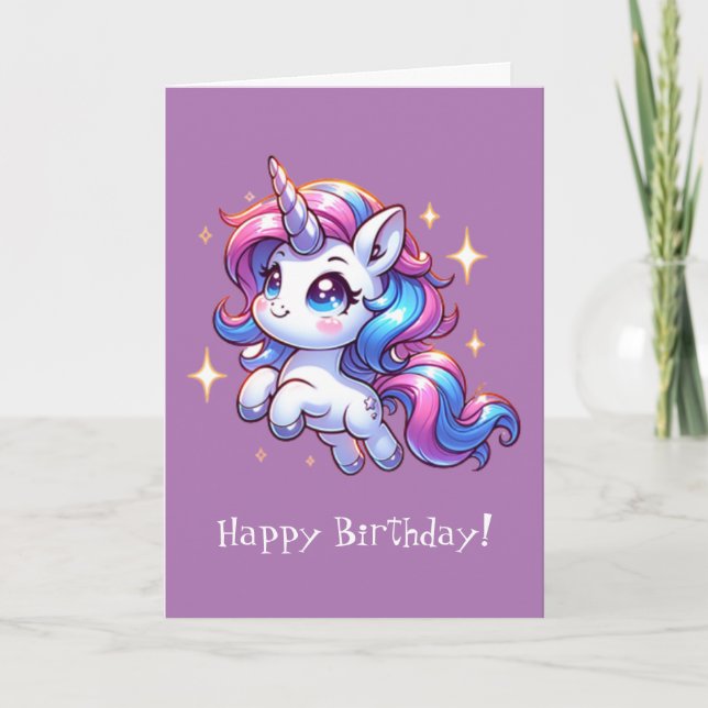 Cute Unicorn - Happy Birthday Card (Front)