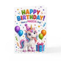 Cute Unicorn Happy Birthday Card for Kids | Colorf