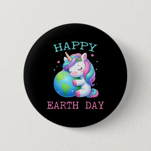 Cute Unicorn Happy Earth Day Groovy Women Men Kids 6 Cm Round Badge
