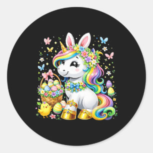 Cute Unicorn Happy Easter Day Girls Kids Toddler E Classic Round Sticker