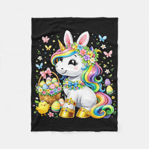 Cute Unicorn Happy Easter Day Girls Kids Toddler E Fleece Blanket