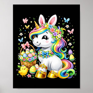 Cute Unicorn Happy Easter Day Girls Kids Toddler E Poster