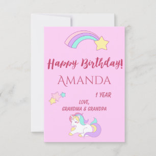 Cute unicorn happy magical birthday greeting card
