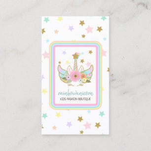 Cute Unicorn Head stars Rainbow Business Card