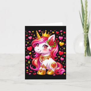 Cute Unicorn Heart Valentines Day Girls Kids Valen Card