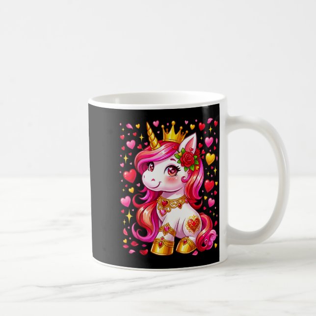 Cute Unicorn Heart Valentines Day Girls Kids Valen Coffee Mug (Right)