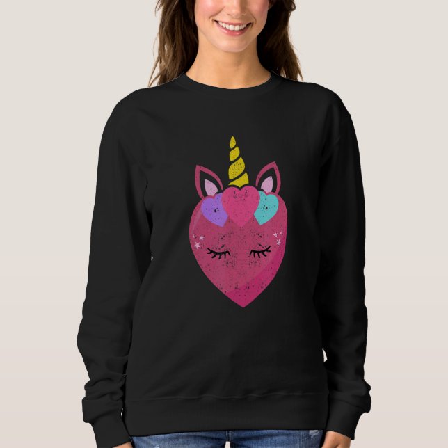 Cute Unicorn Heart Valentines Day Unicorns  Couple Sweatshirt (Front)