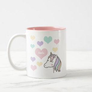 Cute Unicorn Hearts Two-Tone Coffee Mug